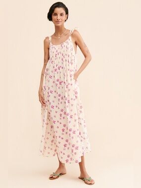 FREE PEOPLE Azure Midi Dress Lilac Ecru Cottagecore Boho